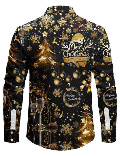 Herrens långärmad skjorta med jultryck