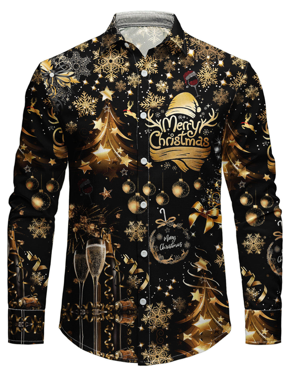 Herrens långärmad skjorta med jultryck