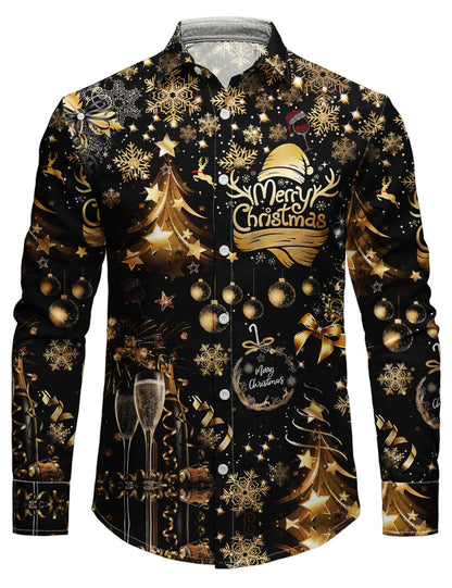 Herrens långärmad skjorta med jultryck