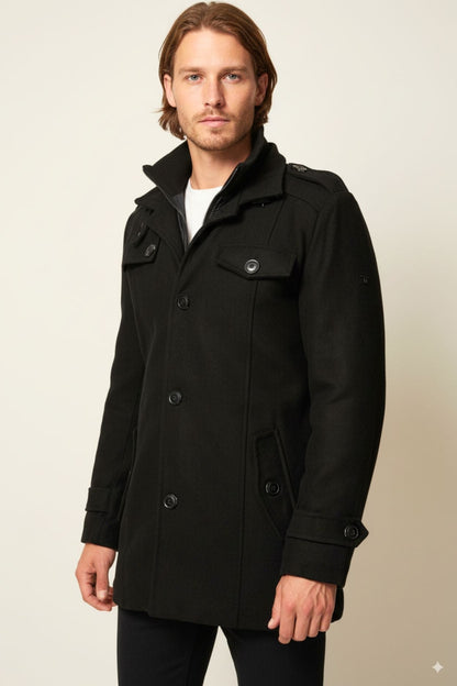 Svart kappa | Premium ullblandning