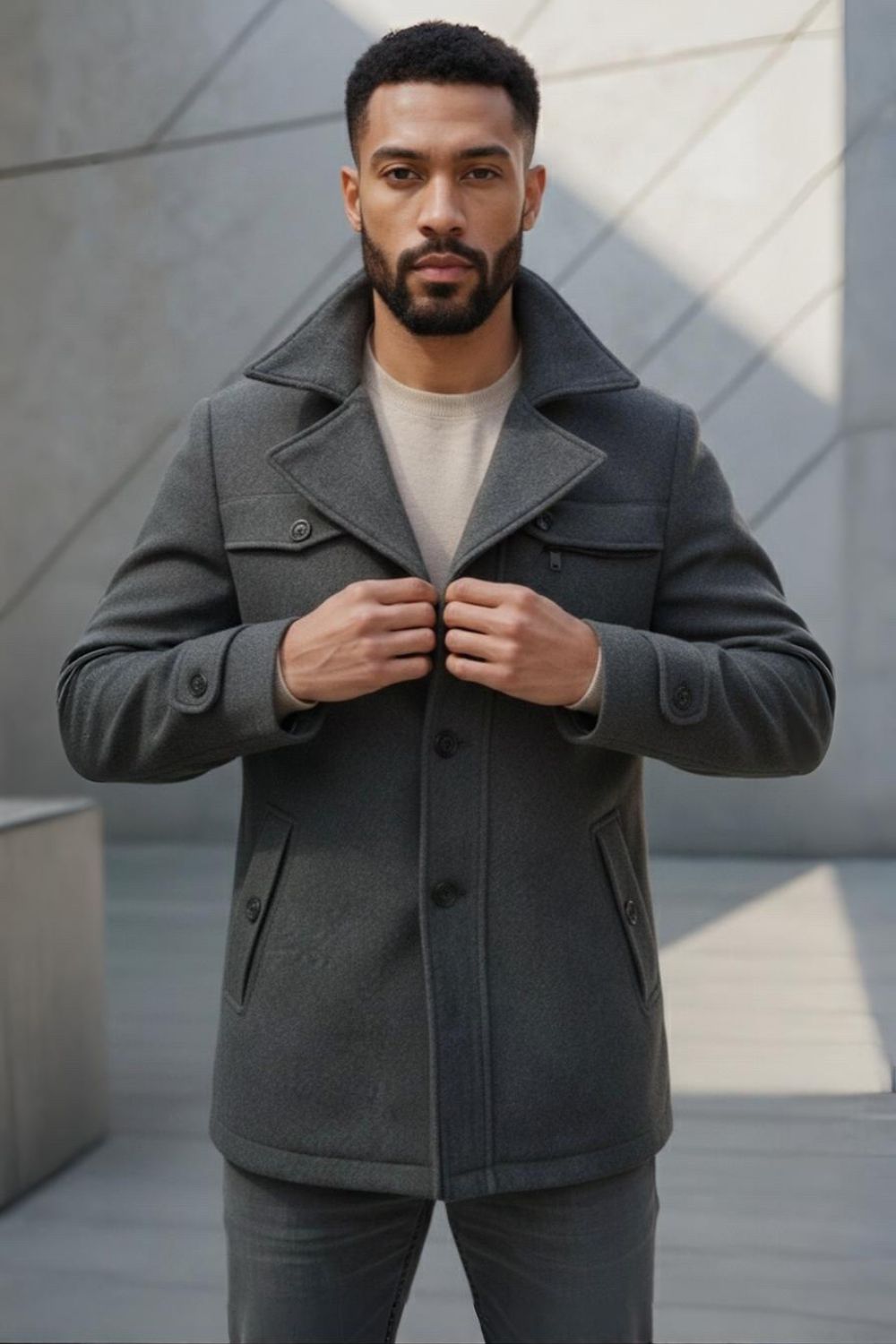 Svart kappa | Premium ullblandning