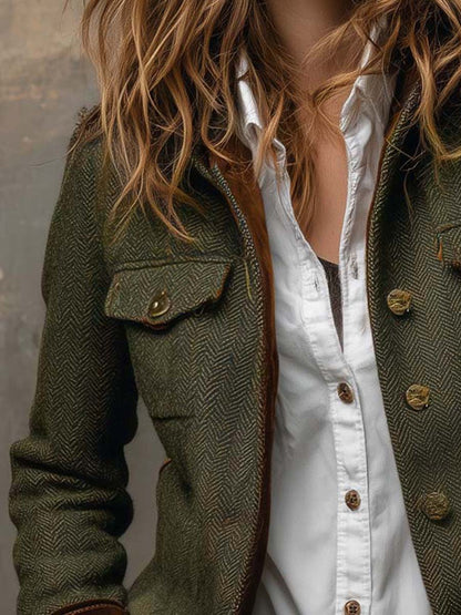 Maryse | Fiskbensmönstrad tweedkavaj