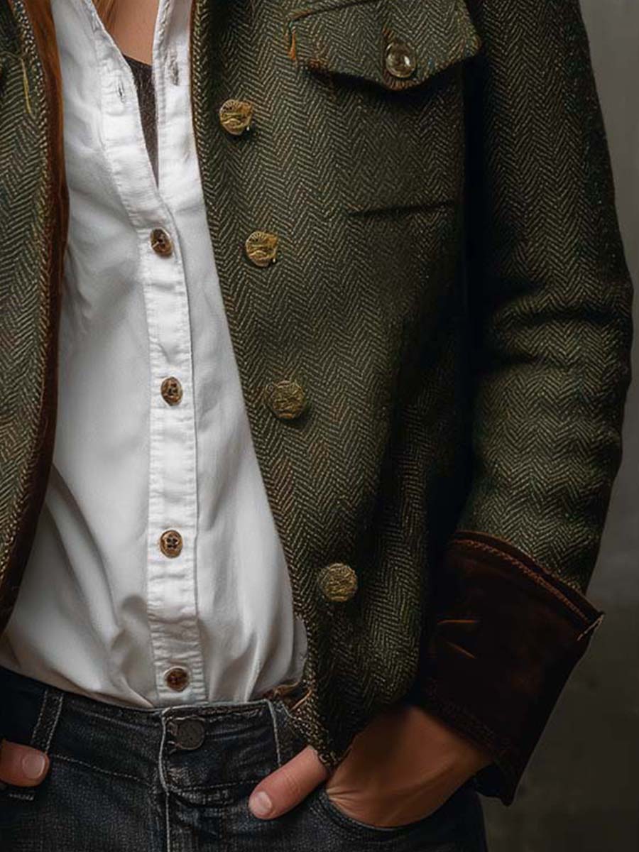 Maryse | Fiskbensmönstrad tweedkavaj