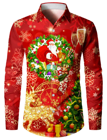 Herrens långärmad tröja för jul och nyår röd