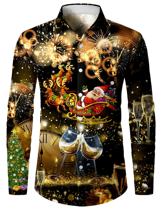 Herrens långärmad skjorta för jul och nyår