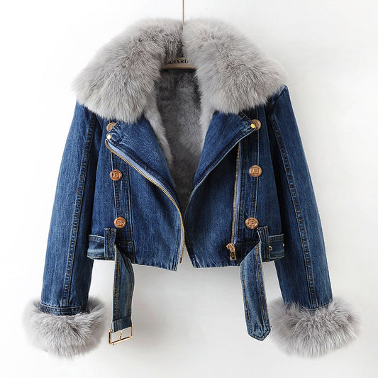 Margaux | Fur-Lined Denim Coat