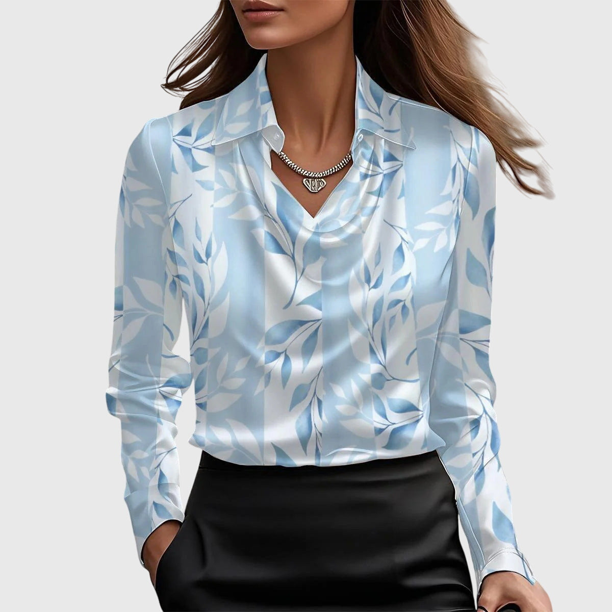Brooklyn – Elegant blus i glansigt satin